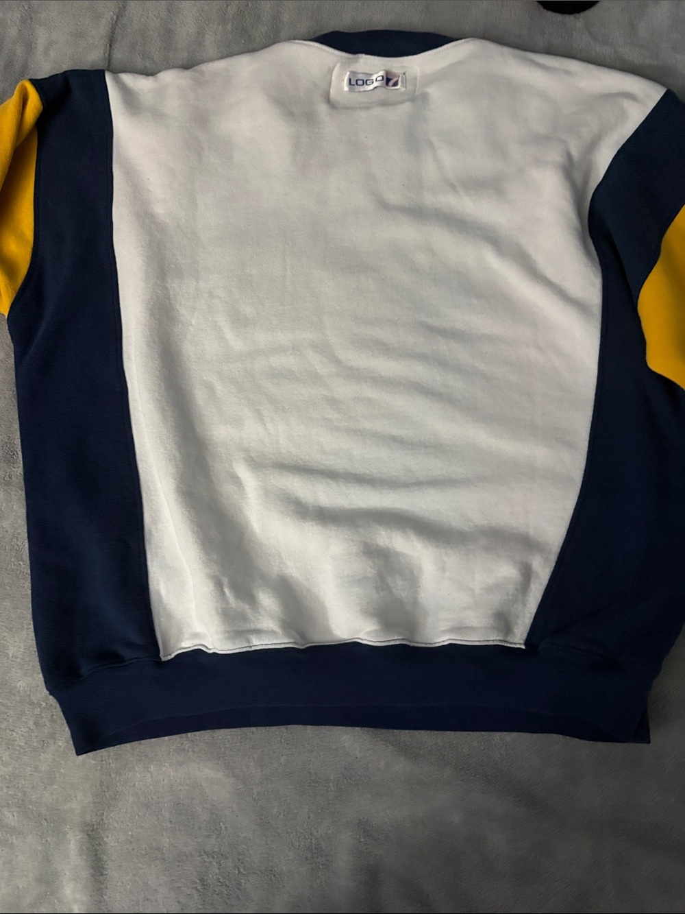 Notre Dame Irish Colorblock Crewneck Sweatshirt - Navy/White/Gold Vintage - Picture 10 of 10